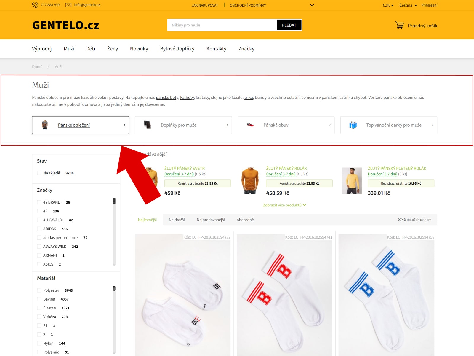 Přehlednější kategorie změna rozložení stránky - výpis podkategorií, popis a nadpis kategorie GENTELO